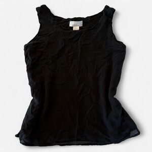 Nordstrom Intimates Vintage 100% Silk Black Layered Tank Top Small D9504S